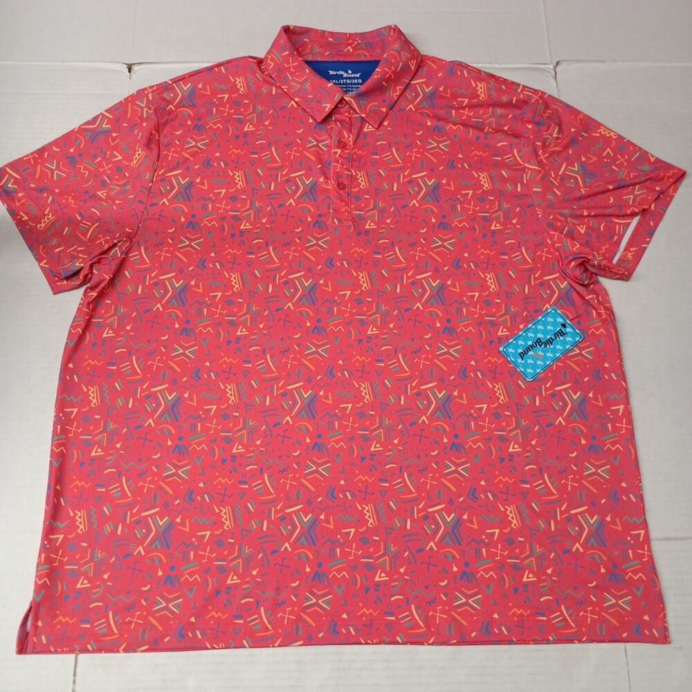 Birdie Bound Golf Polo Shirt‎ Men's 3XL XXXL Coral Easy Care UV Comfort Stretch